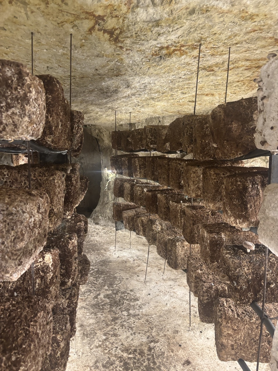 des blocs de gitaquet dans une cave troglodyte